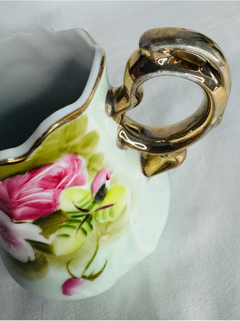 Vintage Lefton China Hand Painted Rose Gold Trim-Creamer+Sugar+Salt&Pepper+Spoon - Picture 10 of 16
